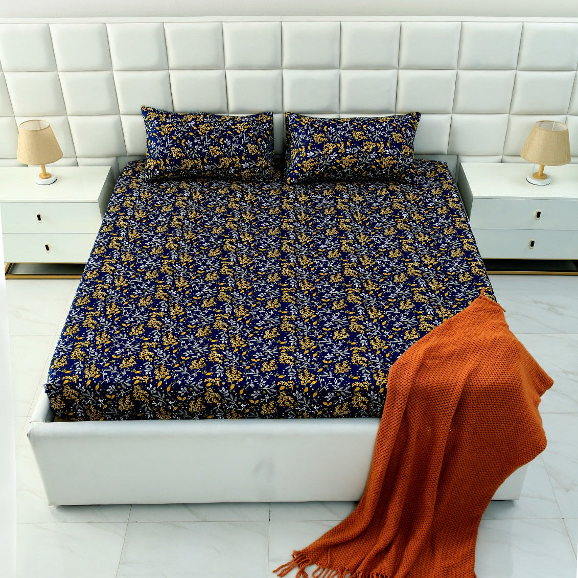 3 PCs Bed Sheet-Daffodil BED SHEET Apricot