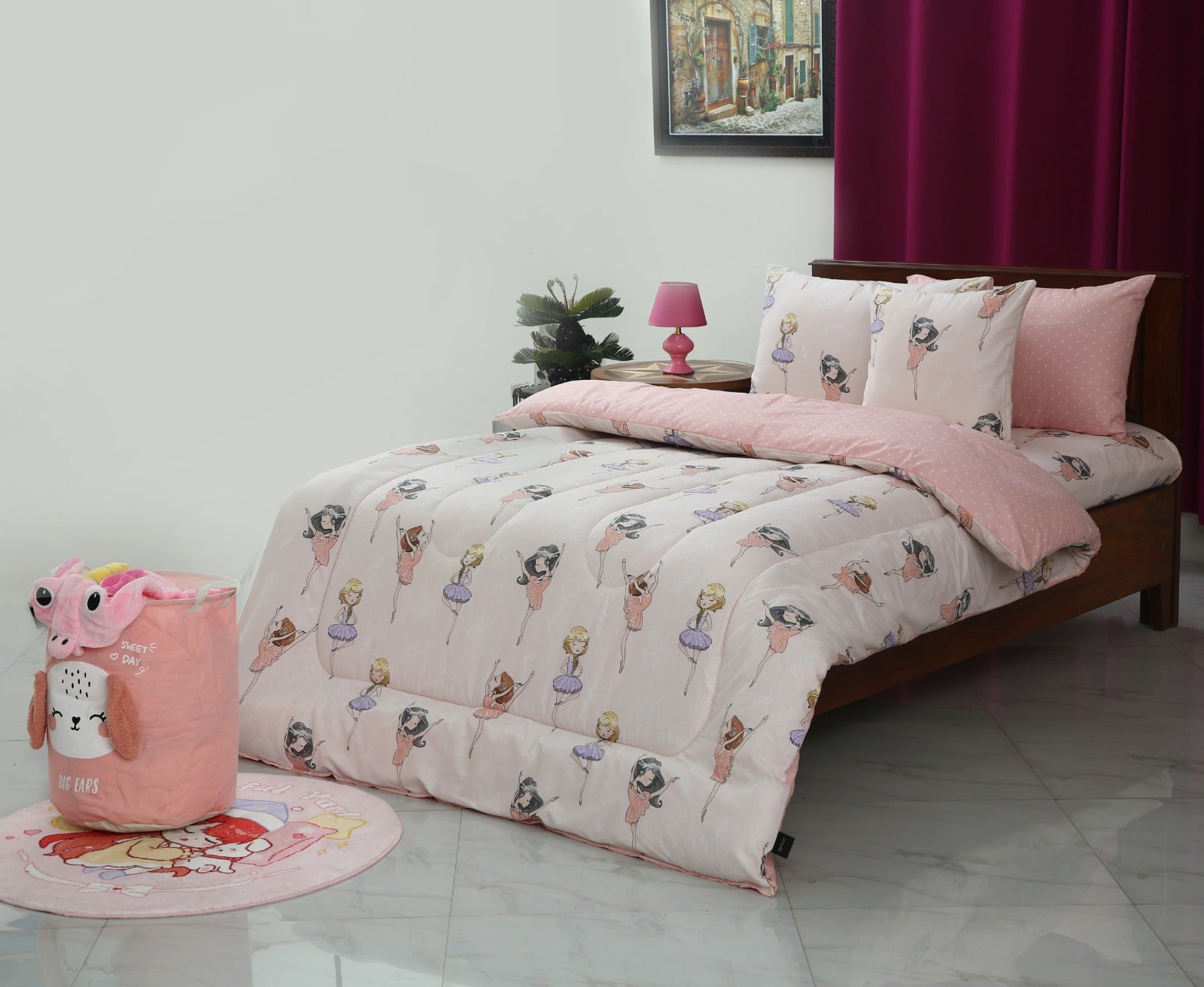 5 PCs Single Comforter Set-Dancing Doll Comforters Apricot