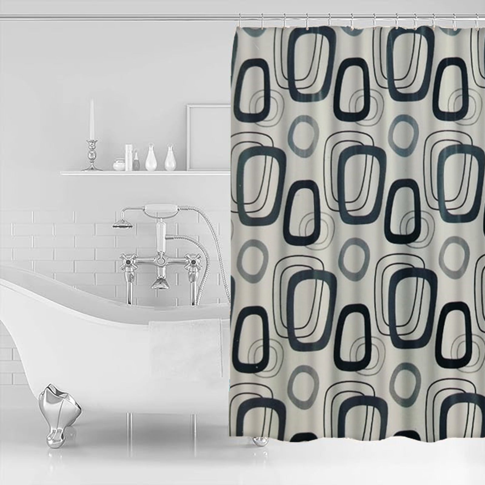 1 PC Waterproof Shower Curtain-Irregular Circle Curtains Apricot