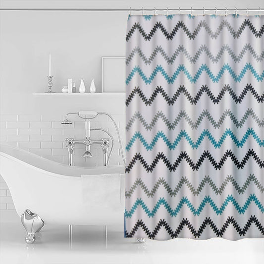 1 PC Waterproof Shower Curtain-Chevron Curtains Apricot