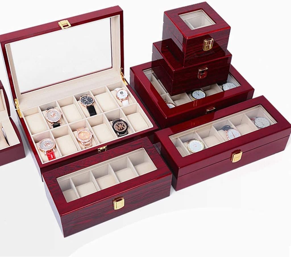 6 Slots Rose Wood Watch Organizer-SA2408-285 Cosmetic Organizer Apricot