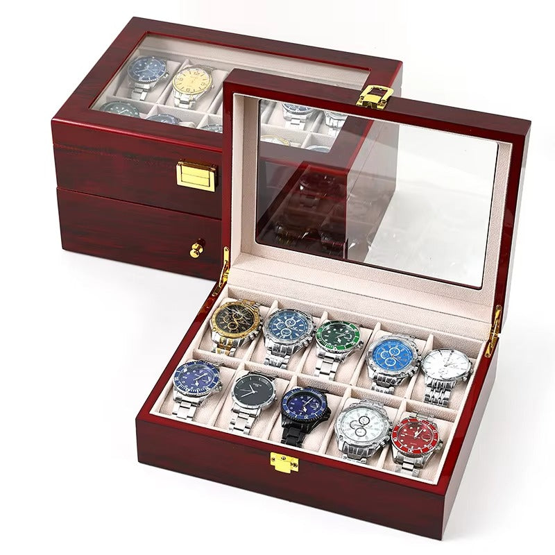 12 Slots Rose Wood Watch Organizer-SA2408-286 Cosmetic Organizer Apricot