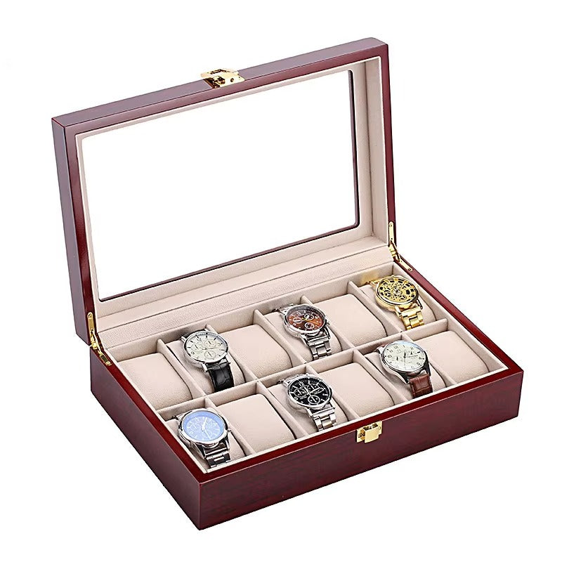 12 Slots Rose Wood Watch Organizer-SA2408-286 Cosmetic Organizer Apricot