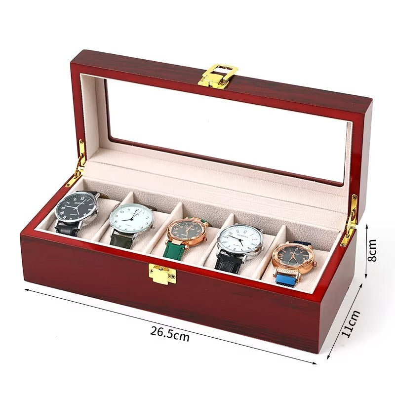 6 Slots Rose Wood Watch Organizer-SA2408-285 Cosmetic Organizer Apricot