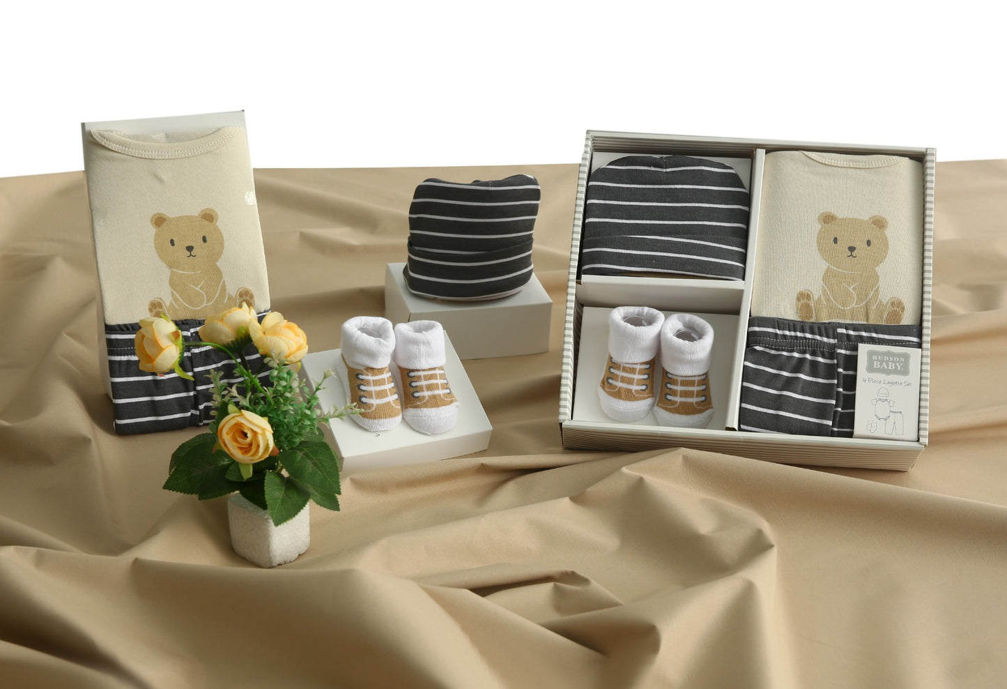 Elegant Kids 4Pcs Baby Gift Set-SA2408-174(Teddy) Blankets Apricot