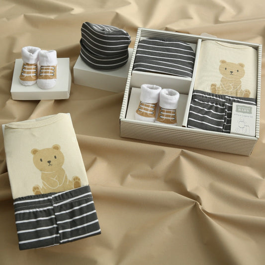 Elegant Kids 4Pcs Baby Gift Set-SA2408-174(Teddy) Blankets Apricot