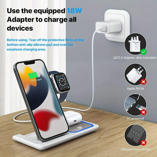 3 in 1 Wireless Fast Charging Stand-SA2408-282 Apricot