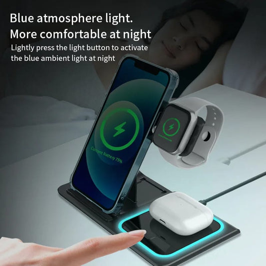 3 in 1 Wireless Fast Charging Stand-SA2408-282 Apricot