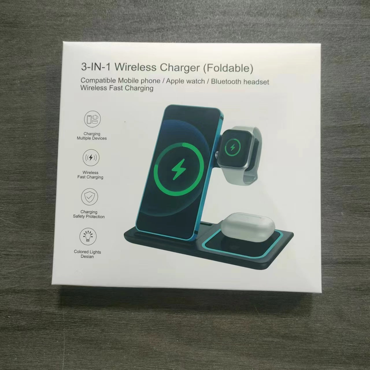 3 in 1 Wireless Fast Charging Stand-SA2408-282 Apricot