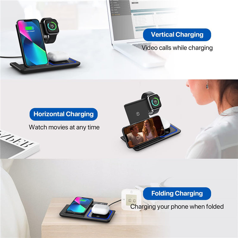 3 in 1 Wireless Fast Charging Stand-SA2408-282 Apricot