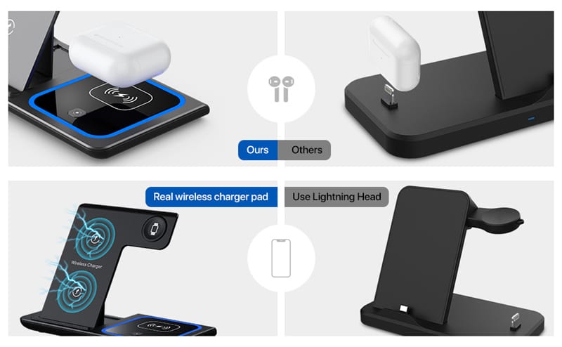 3 in 1 Wireless Fast Charging Stand-SA2408-282 Apricot