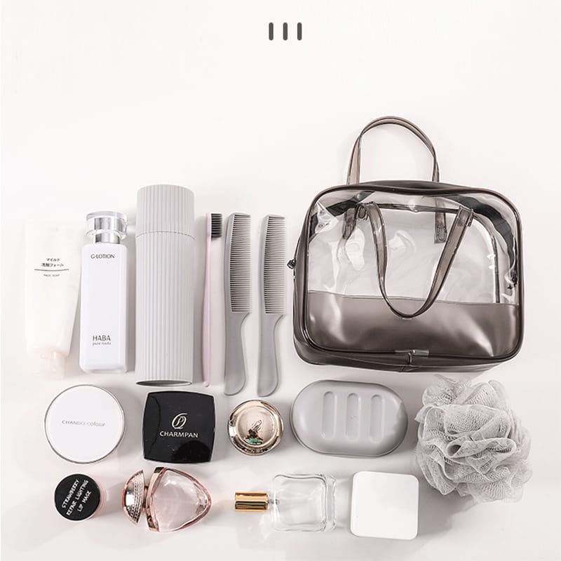 4Pcs Acrylic Travel Personal Tools With Bag-SA2408-293 Cosmetic Organizer Apricot