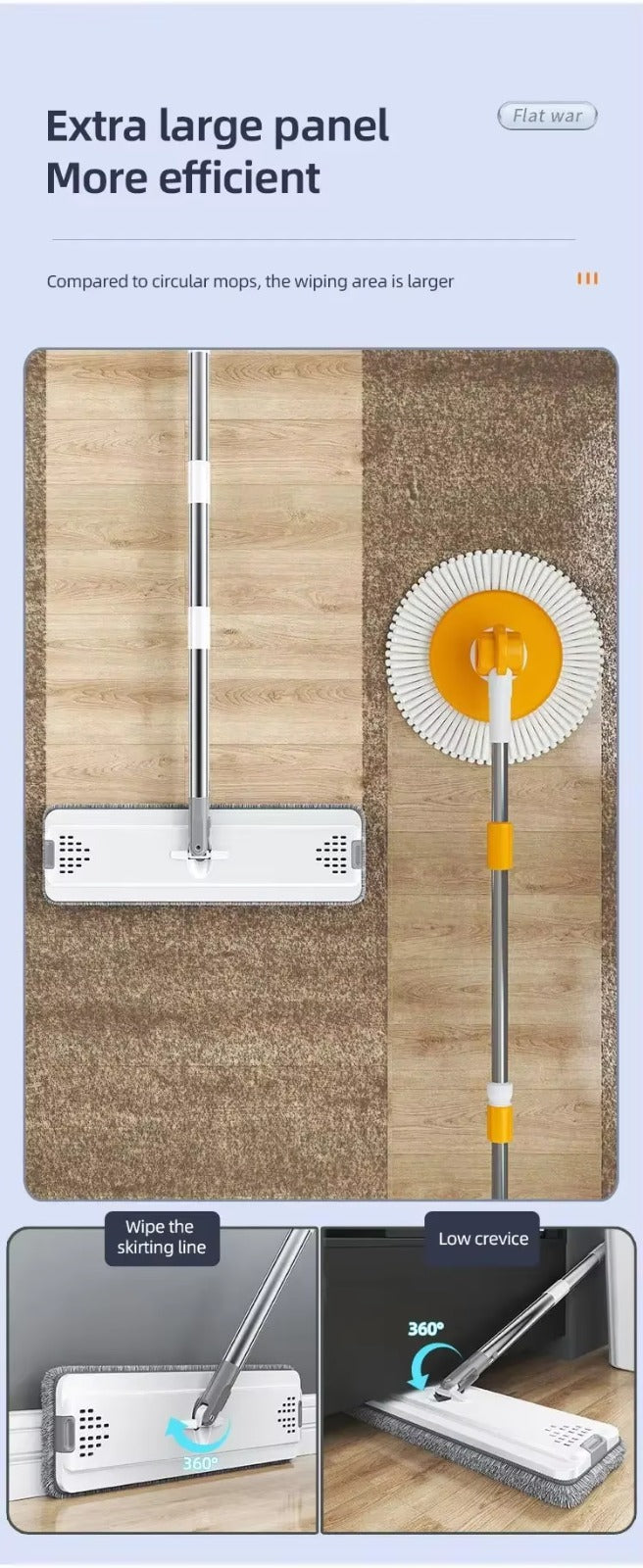 Flat Floor Mop With Bucket-SA2408-126 Bath Mats Apricot