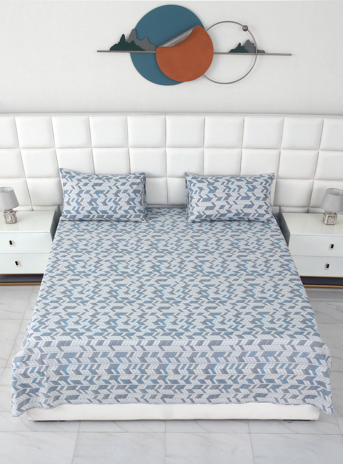 3 PCs Double Bed Sheet-Arrows Bed Sheets Apricot