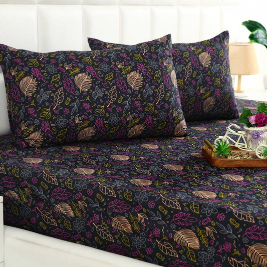 Fitted Bed Sheet-Black Lilly