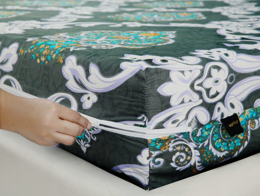 Zipper Mattress Cover Printed-Medallion Gold Protectors Apricot