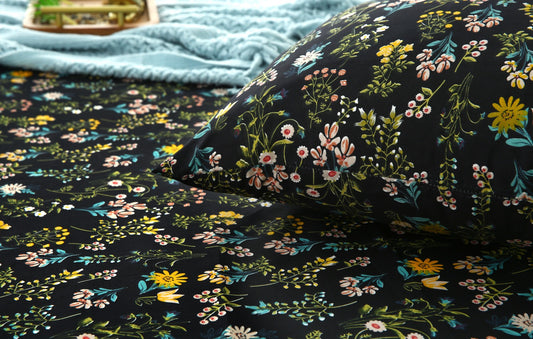 3 PCs Double Bed Sheet-Black Meadows Bed Sheets Apricot