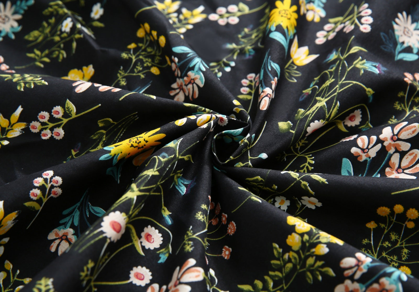 3 PCs Double Bed Sheet-Black Meadows Bed Sheets Apricot