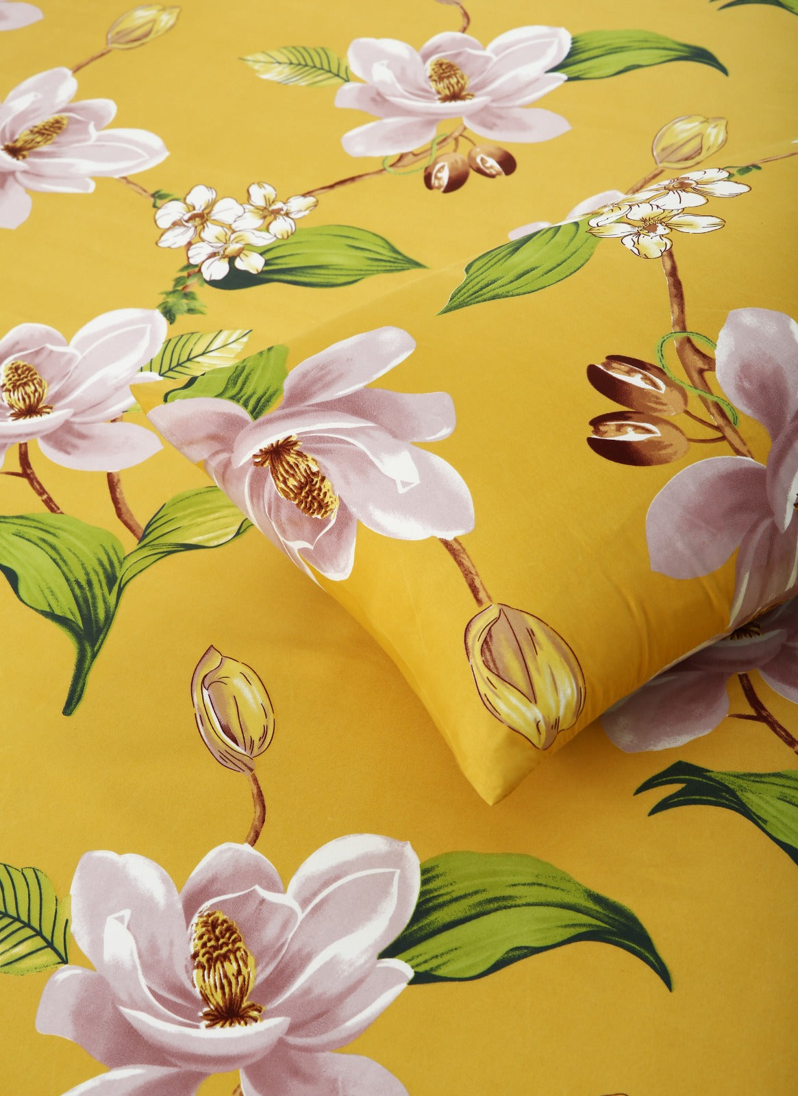 Zipper Mattress Cover Printed-Hibiscus Protectors Apricot