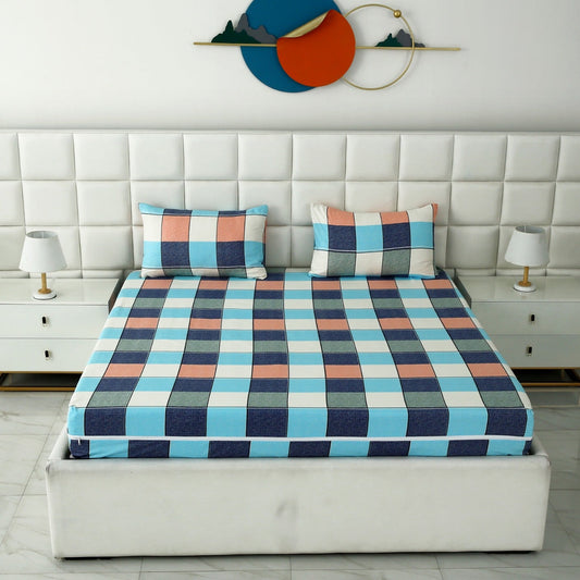 Fitted Bed Sheet-Pastel Check