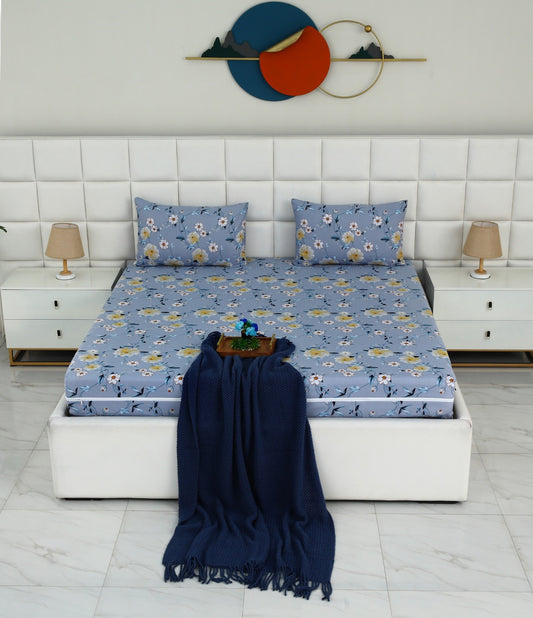 Fitted Bed Sheet-Iceberg Flower