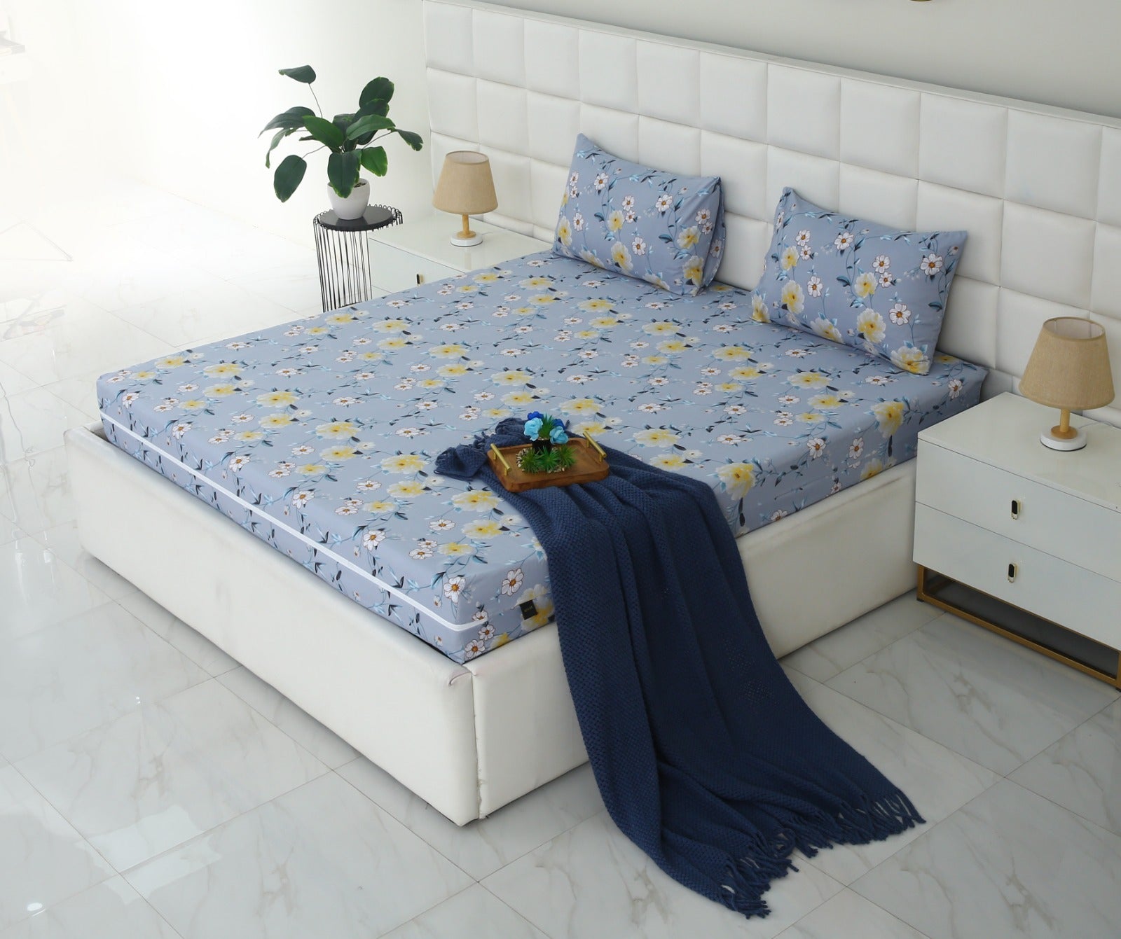 Zipper Mattress Cover Printed-Iceberg Flower Protectors Apricot