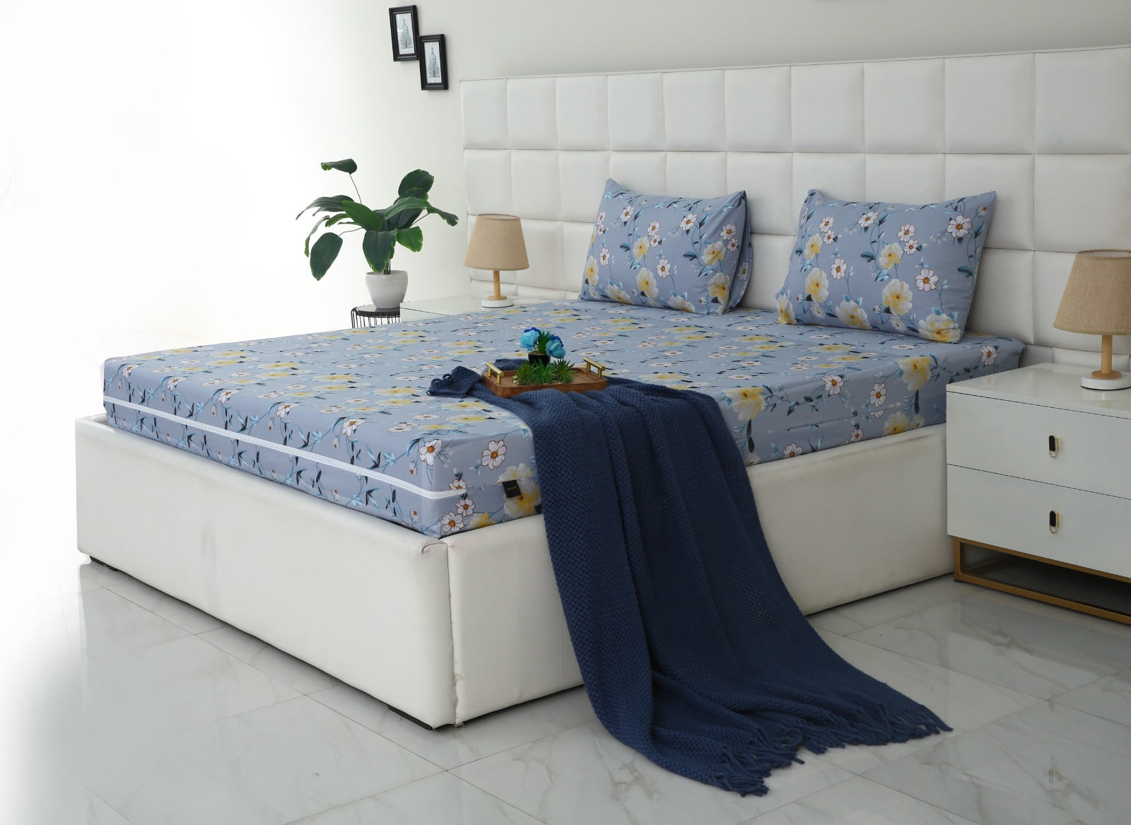 Zipper Mattress Cover Printed-Iceberg Flower Protectors Apricot