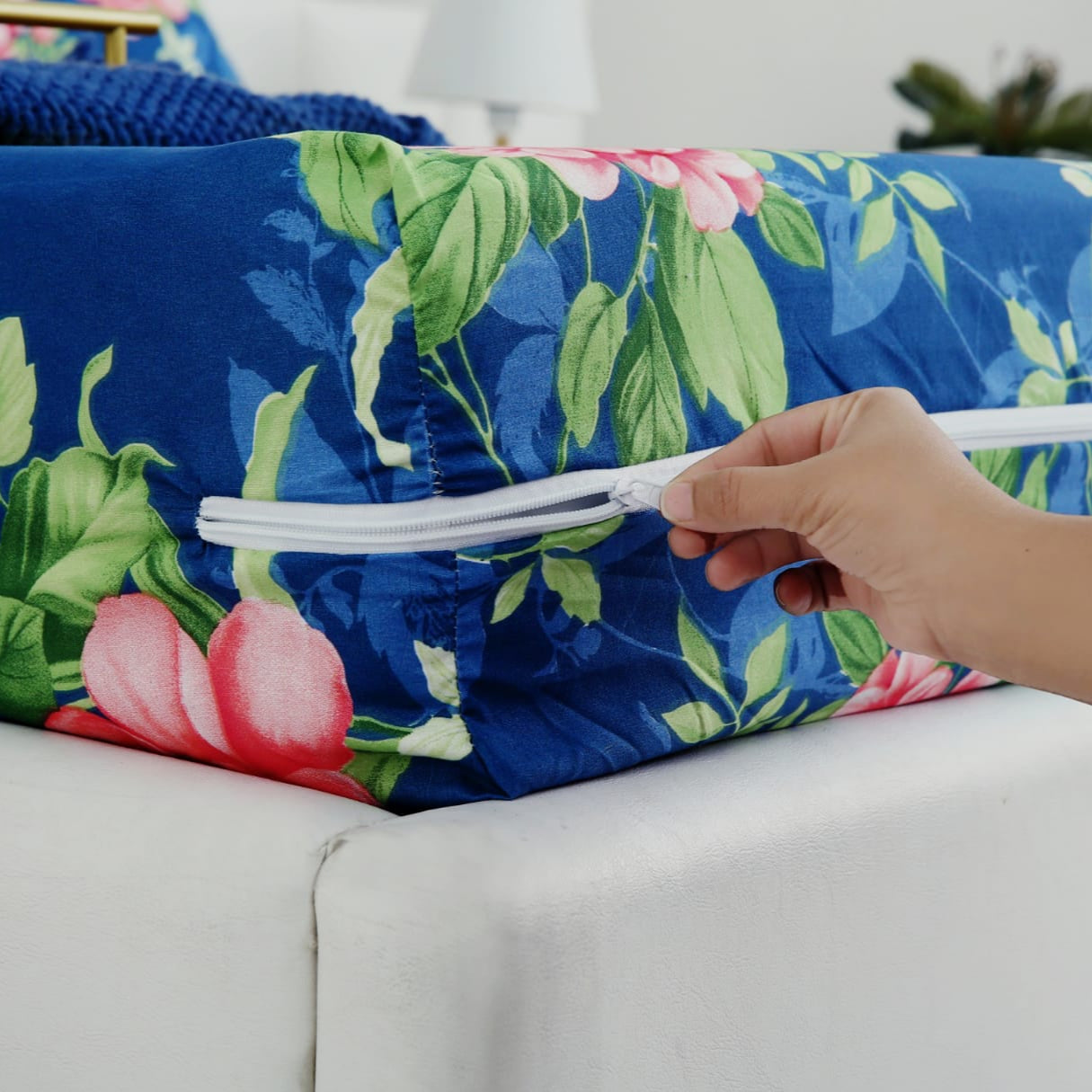 Zipper Mattress Cover Printed-Orchid Protectors Apricot