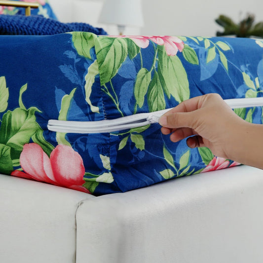 Zipper Mattress Cover Printed-Orchid Protectors Apricot