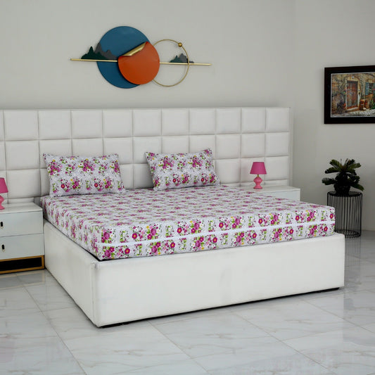 3 PCs Double Bed Sheet- Sweet Pea BED SHEET Apricot