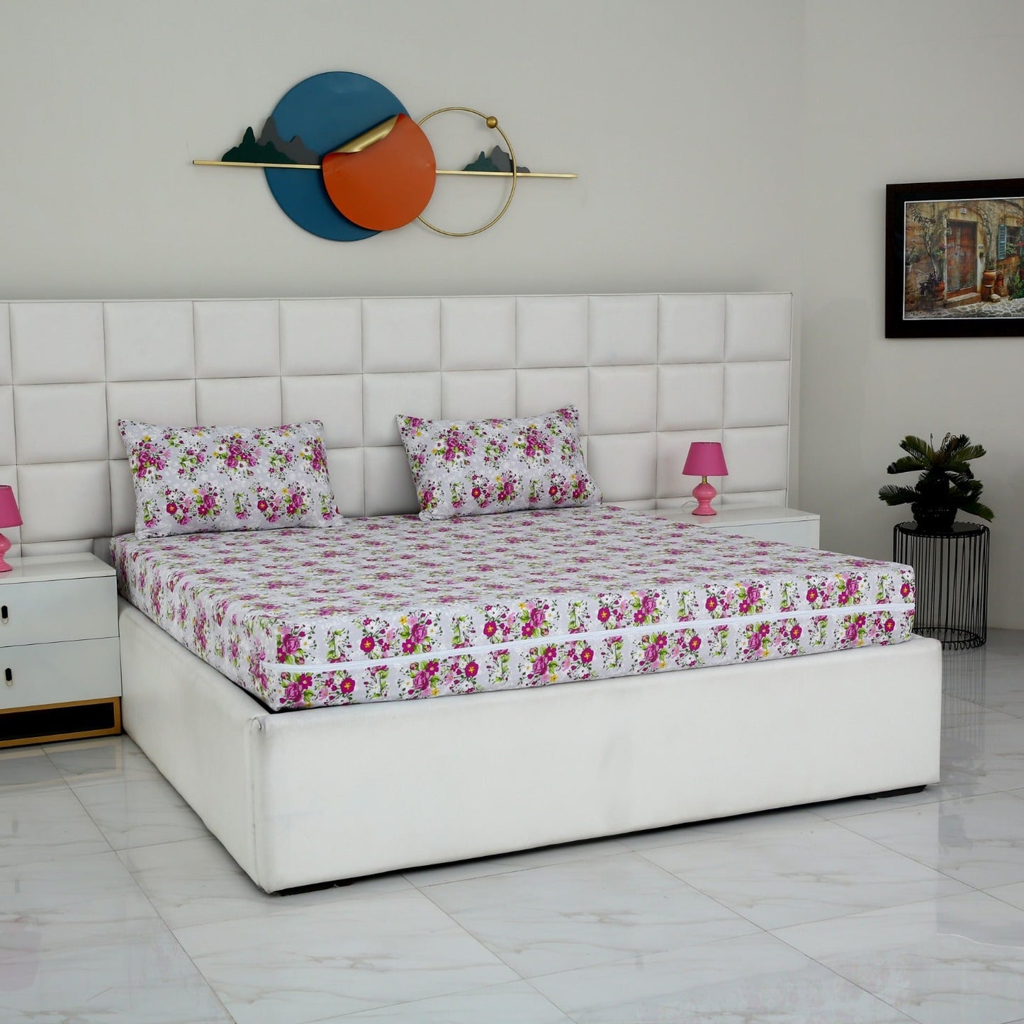 Zipper Mattress Cover Printed-Sweet Pea Protectors Apricot