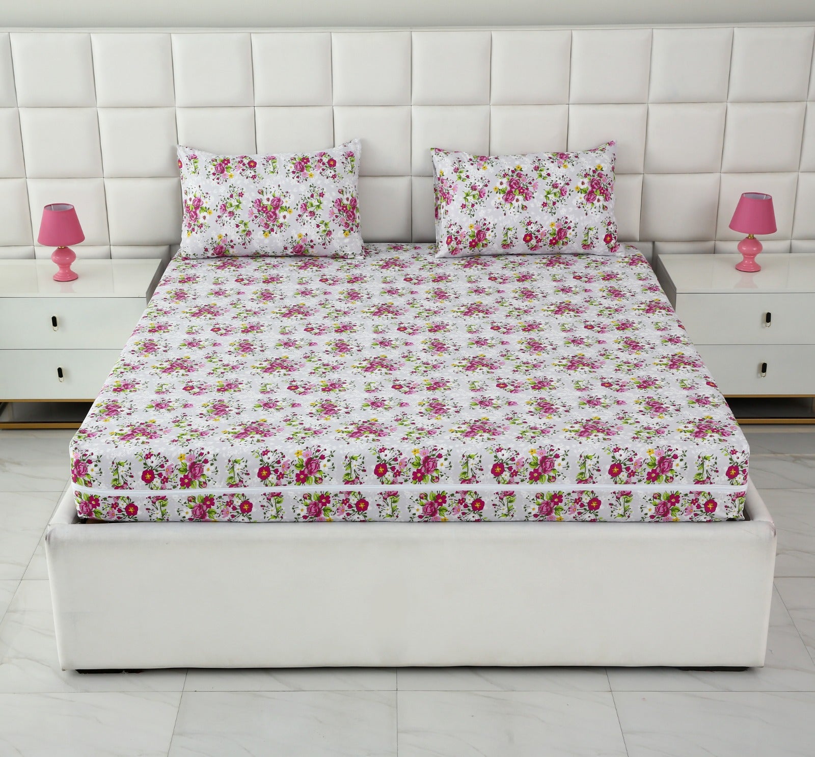 Zipper Mattress Cover Printed-Sweet Pea Protectors Apricot