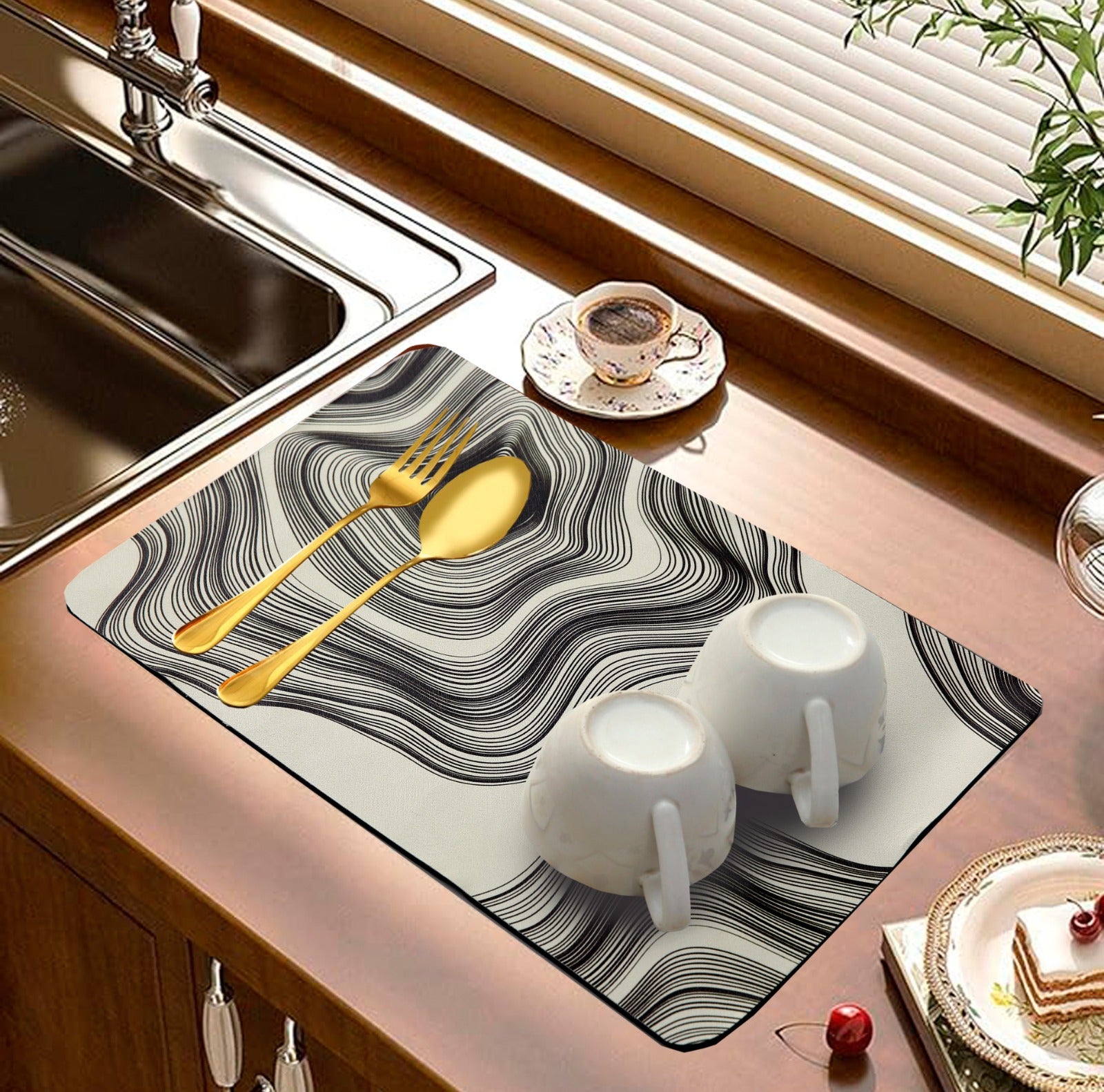 Anti Slip Dish Drying Mat-Marble(SA2553) Rugs Apricot