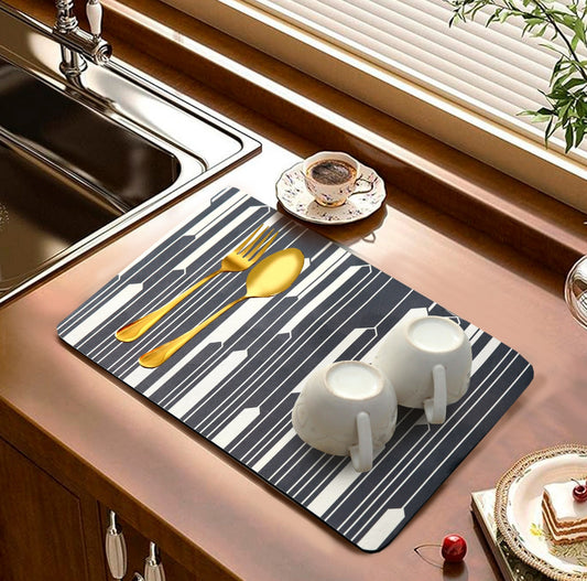 Anti Slip Dish Drying Mat-(15543)Magical Lines(SA2553) Rugs Apricot