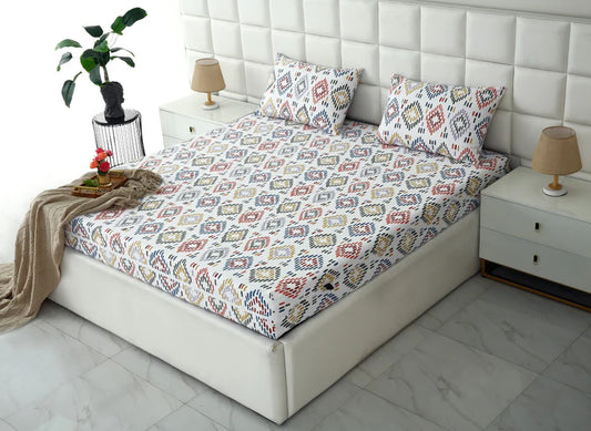 Zipper Mattress Cover Printed-Rainbow Diamond Protectors Apricot