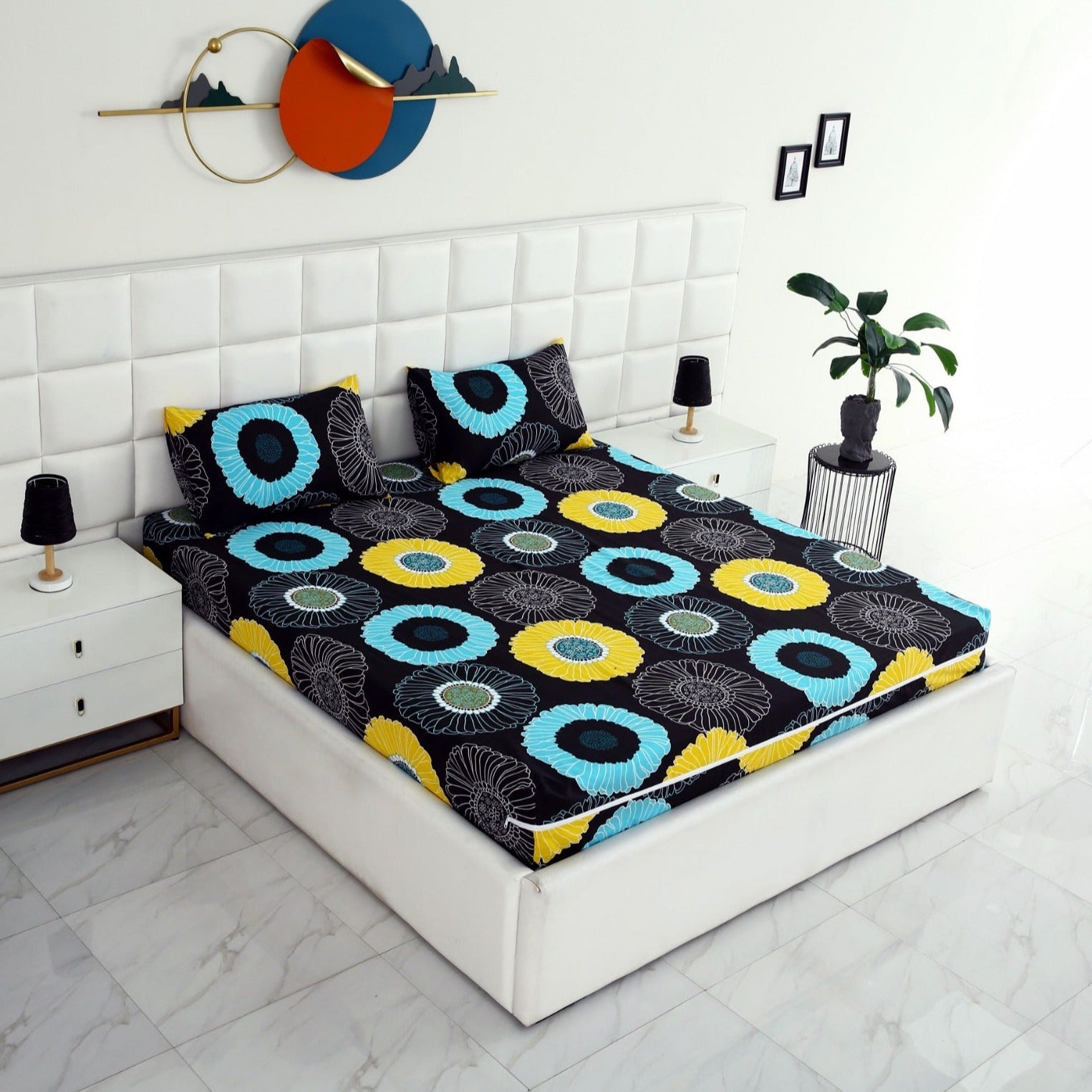 Fitted Bed Sheet-Sun Flower Fitted Sheets Apricot