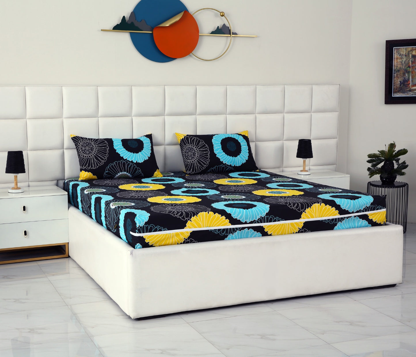 Fitted Bed Sheet-Sun Flower Fitted Sheets Apricot