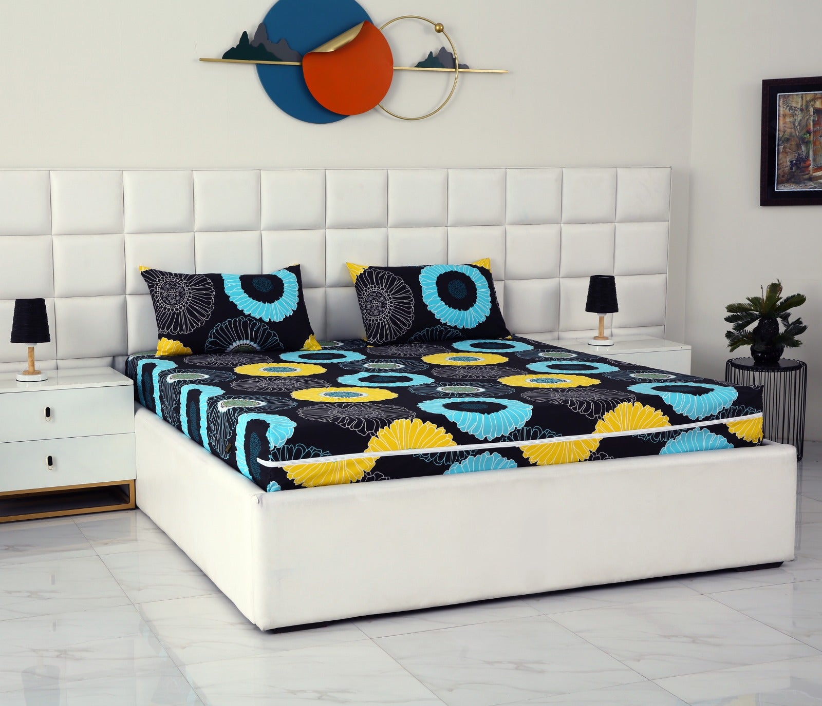 Fitted Bed Sheet-Sun Flower Fitted Sheets Apricot