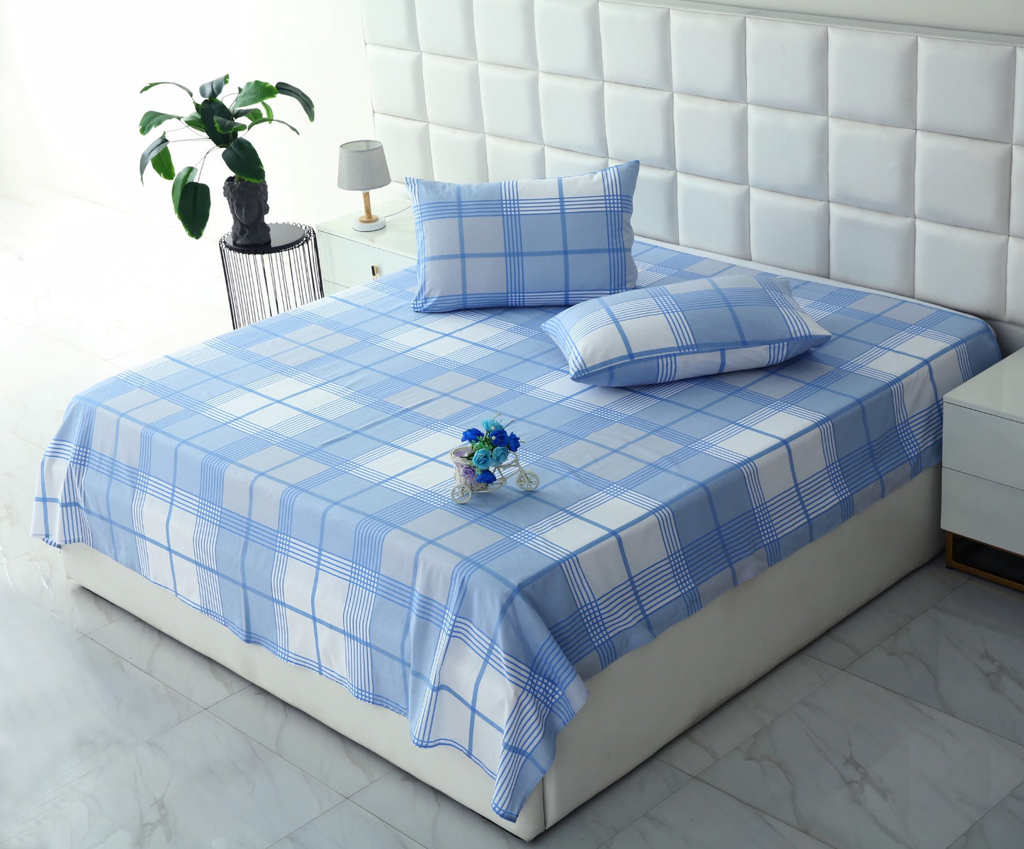 3 PCs Double Bed Sheet-DB344 Bed Sheets Apricot