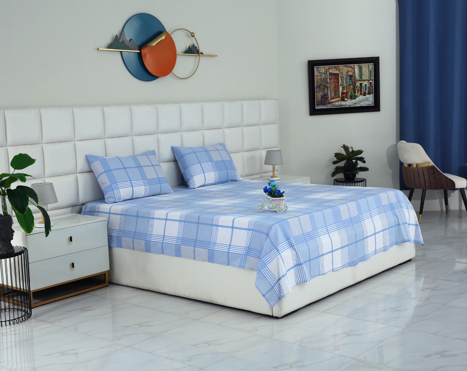 3 PCs Double Bed Sheet-DB344 Bed Sheets Apricot