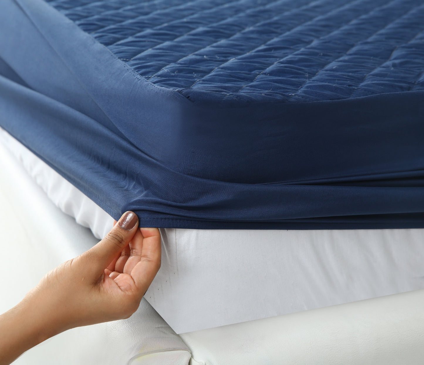 Quilted Waterproof Mattress Protector-Navy Blue