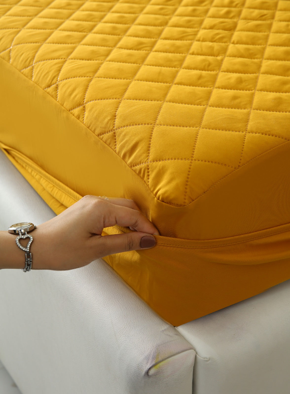 Quilted Waterproof Mattress Protector-Mustard