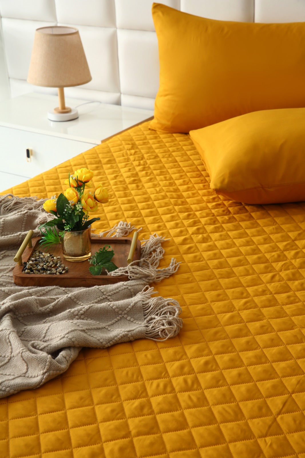 Quilted Waterproof Mattress Protector-Mustard