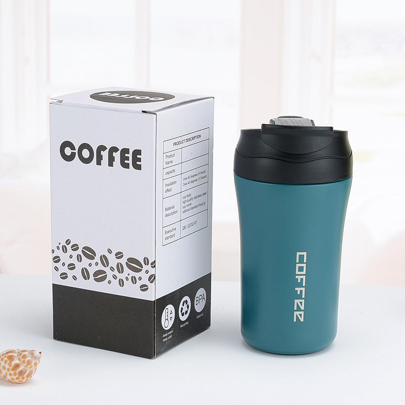 Stainless Steel Double Layer Coffee Tumbler 400ml Coffee Cup Apricot