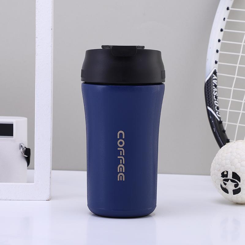 Stainless Steel Double Layer Coffee Tumbler 400ml Coffee Cup Apricot Blue