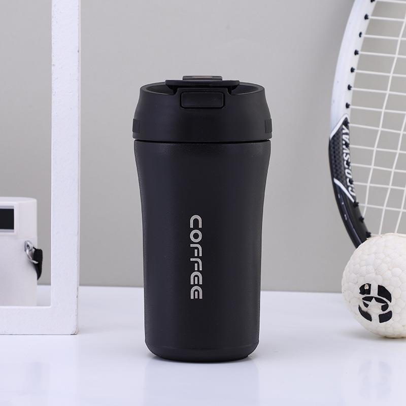 Stainless Steel Double Layer Coffee Tumbler 400ml Coffee Cup Apricot