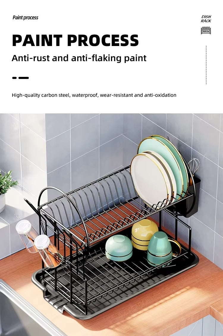 2-Tier-Dish Drying Rack & Utensil Holder(15255)