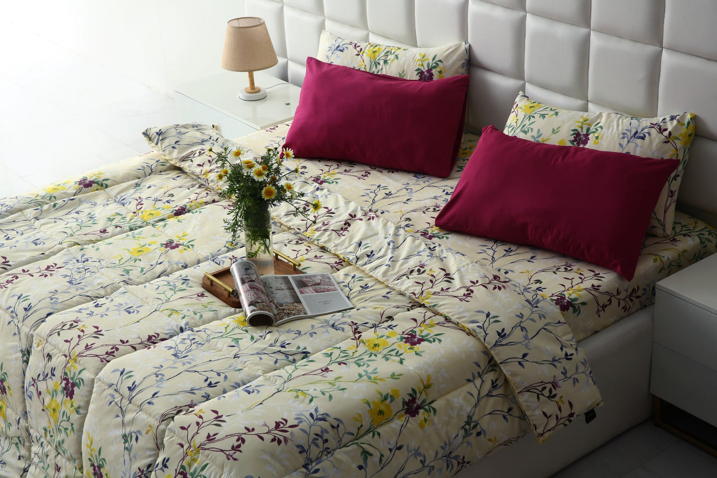 6 PCs Summer Comforter Set-Lavender Fall