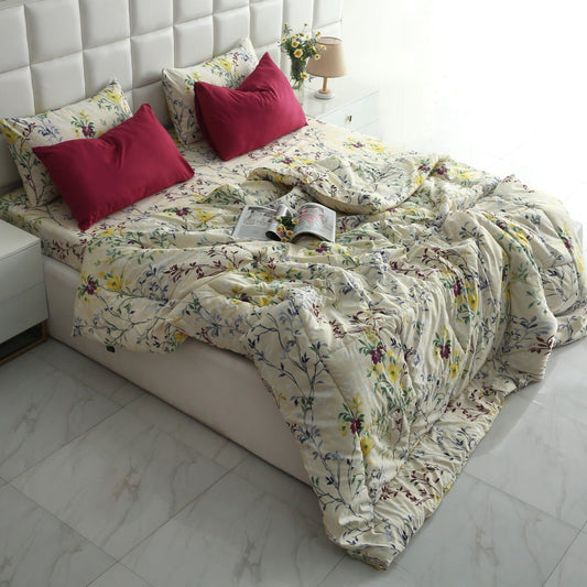 6 PCs Summer Comforter Set-Lavender Fall