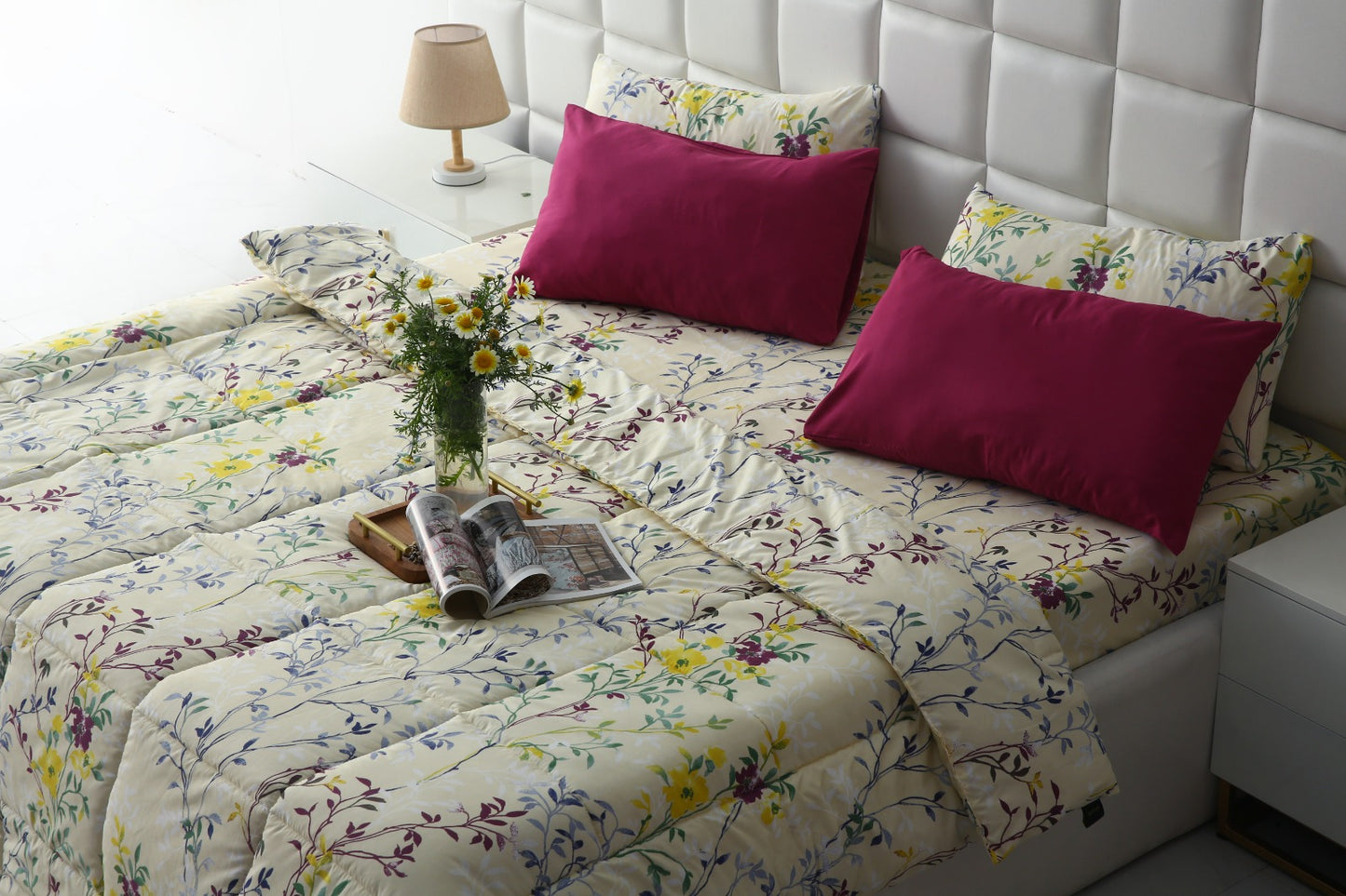 6 PCs Summer Comforter Set-Lavender Fall